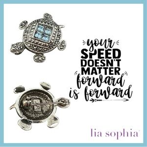 Lady Remington (Vintage Lia Sophia) Turtle Bay 540 Austrian Blue Crystals Pin.